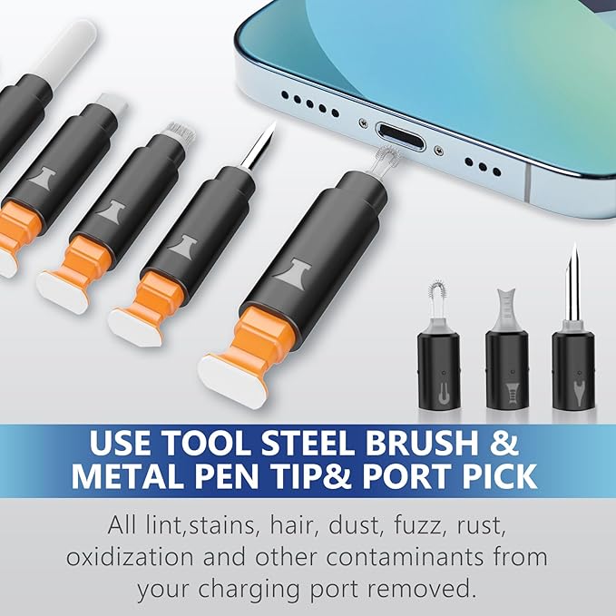 for iPhone Cleaning Kit, Cleaner Kit for AirPod, iPhone Cleaner Charging Port Cleaning, Portable Cell Phone Repair Restore Tool for iPad Lightning Charger Cables Connectors Electronic Devices