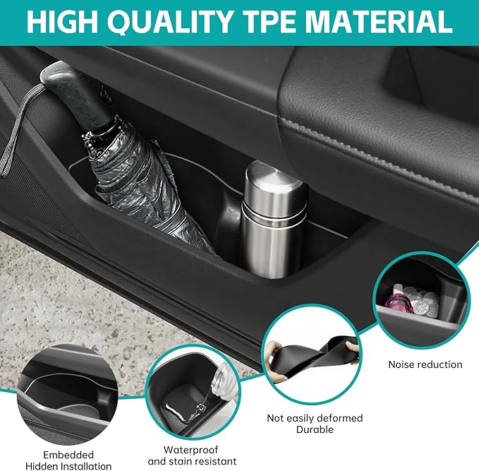Door Side Storage Box Compatible with 2023 2024 2025 2026 Honda CRV Accessories, Front & Rear 4PCS Door Handle Insert Organizer Tray, TPE Phone Pockets Cup Holder Fit for CRV CR-V Accessories