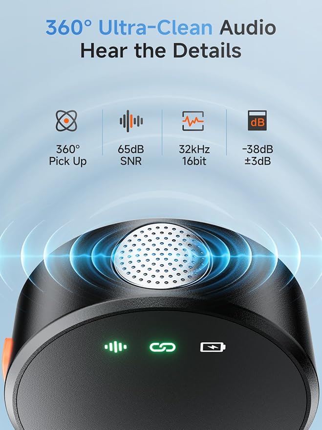 Wireless Lavalier Microphone for iPhone 15/16 & Android & PC, Magnetic Clip-On Lapel Mic with 2.4G Noise Canceling, Plug-Play Mini Microphone for Video Recording, Interviews, TikTok, YouTube