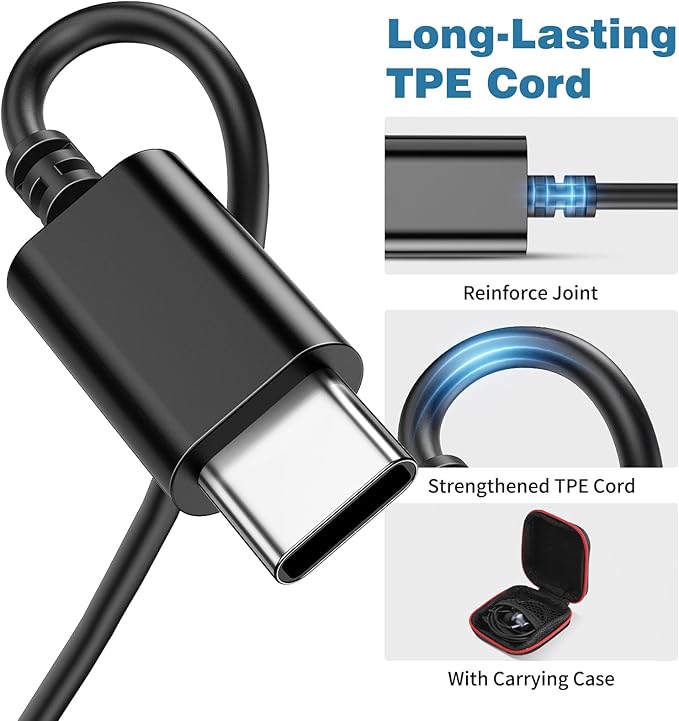 COOYA USB C Headphone Type C Wired Earbuds for iPhone 17 16 Pro Max 15 iPad 10 Pixel 9 8 Magnetic Bass Noise Canceling in-Ear Earphones+Mic for Samsung Galaxy S25 Ultra A16 A56 S23 A35 for OnePlus 13