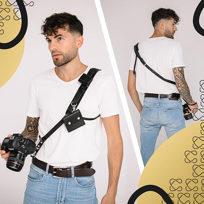 C Coiro Leather Camera Strap for One Camera Professional Single Leather Harness Shoulder Strap Quick Release