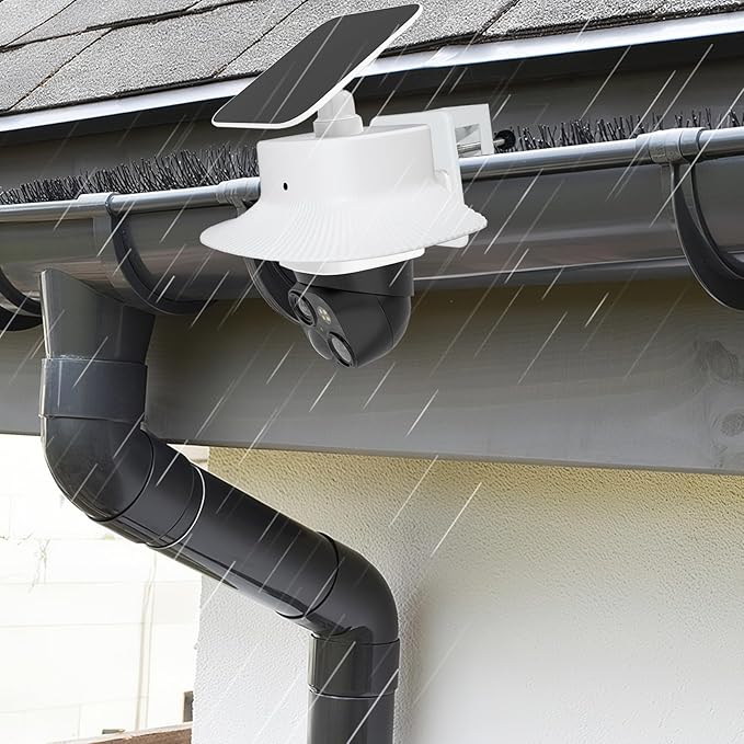 Gutter Mount Bracket and Rain Cover Compatible with Eufy Security SoloCam S340,Security Camera Accessories Camera Gutter Mount and Sun and Rain Shield for Outdoor(White)