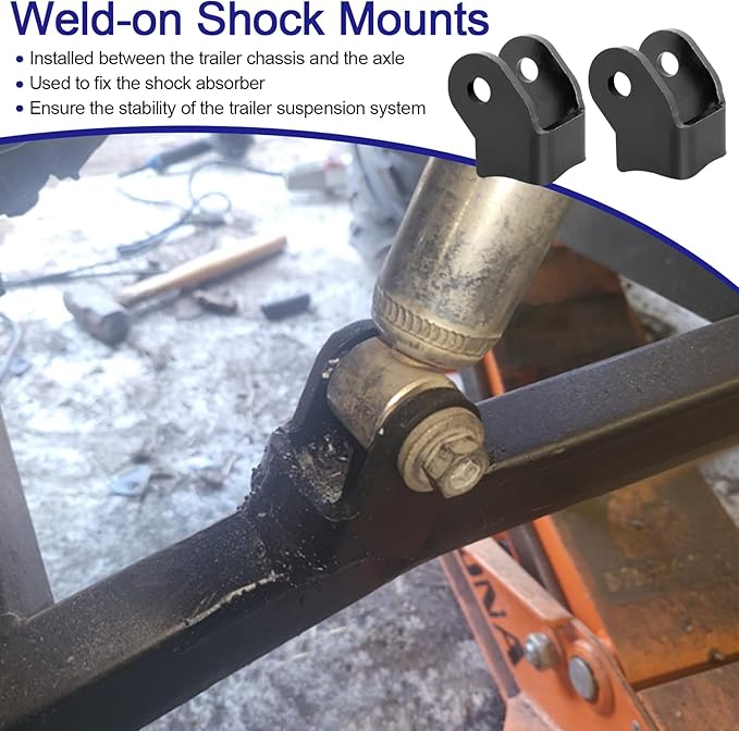 Shock Bracket Weld On Shock Mount - Heavy Duty Brackets for Off-Road Trailers Rear Axle Shock Mount Bracket Kit, Thick Weld On Shock Brackets - 1 Pair