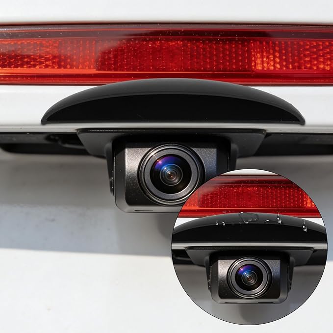 2pcs Car Rear View Camera Cover, ABS Waterproof Rear View Camera Protector Cover No-Tools Installation Universal Anti-Rain Guard for Automotive Exterior Accessories (Black)