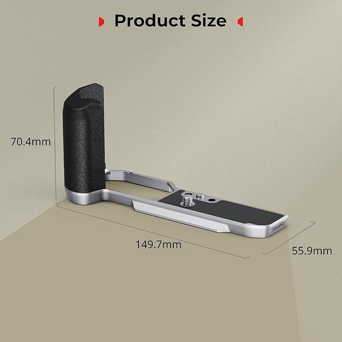 SmallRig Silicone L-Shape Grip for Nikon Z f Built-in Quick Release Plate for Arca and Wrist Strap Hole, Ergonomic Silicone Handgrip with 1/4"-20 Threaded Holes for Tripods (Silver) - 5706