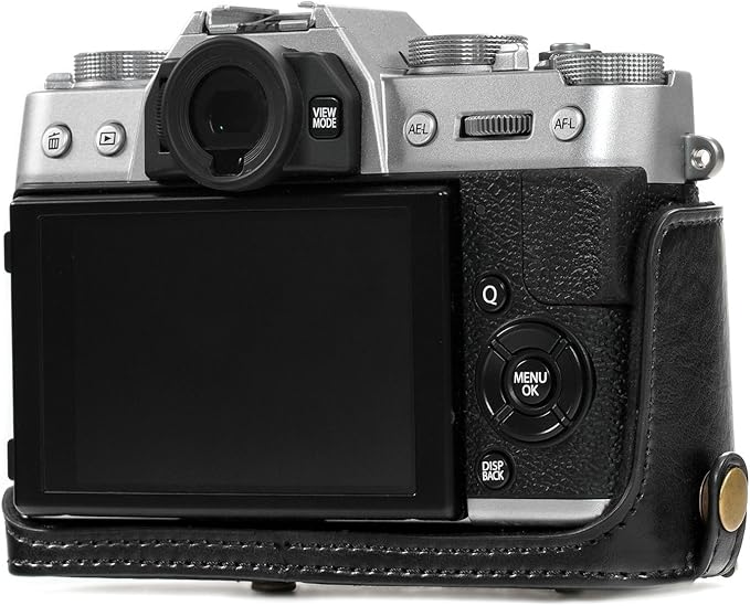 MegaGear MG981 Ever Ready Leather Camera Case and Strap for Fujifilm X-T30, X-T20, X-T10 (16-50mm / 18-55mm Lenses) - Black