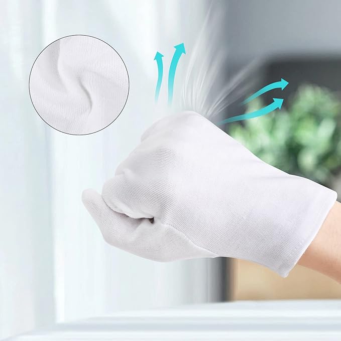 ENPOINT 5 Pairs Large Archival Photo Gloves, White Work Gloves For Handling Art Working Photography Men & Womens Cloth Gloves Liners Bulk for Handling Jewelry, Film, Photo, Coin Metal Inspection