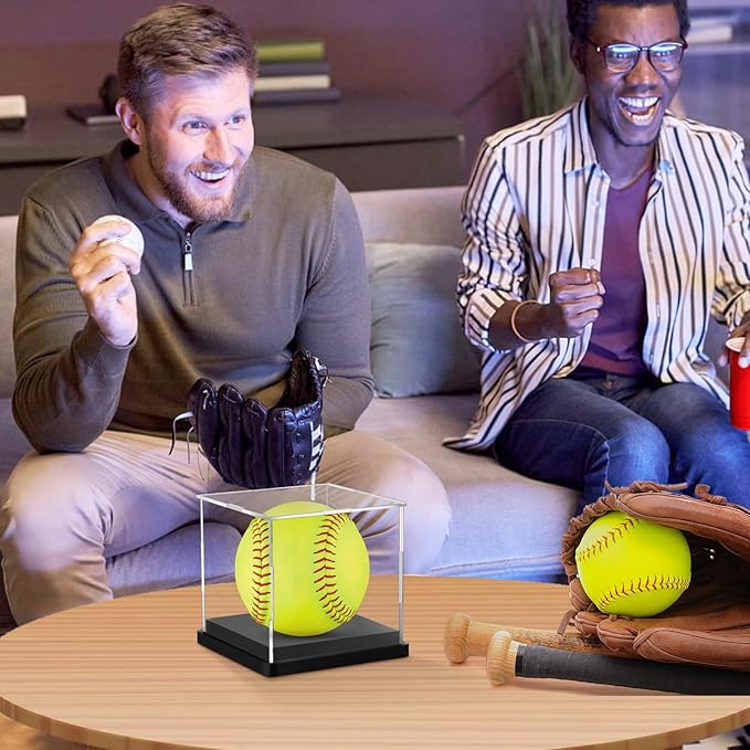 1PCS Softball Display Case Acrylic Clear Display Box Baseball Tennis Golf Protected Stand for Signed Memorabilia Large 12 Inch Sports Game Ball Storage Box