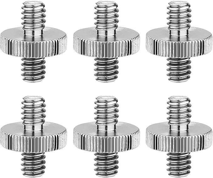 6 Pack International Standard 1/4"-20 Male to 1/4"-20 Male Threaded Tripod Screw Adapter Standard Tripod Mounting Thread Camera Screw Adapter Converter,Precision Made