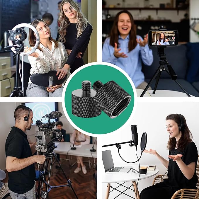 Mic Stand Adapter 5/8 female to 1/4 male Screw Adapter Mic Thread Screw for Microphone Stand Mic Mount 8 Piece by Rigych