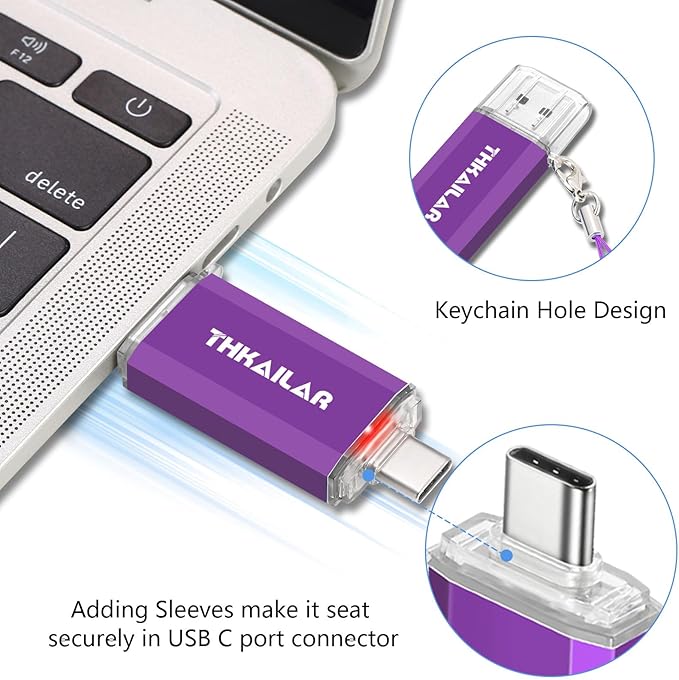 THKAILAR 64GB USB C Flash Drive 5 Pack, Dual USB-A & Type-C Flash Drive, USB 3.0 Memory Stick for iPhone 15/16, Android, Mac, PC