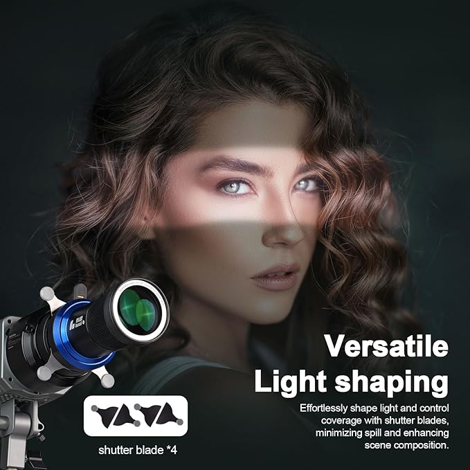 Bussi MG06 Max Optical Bowens Mount Snoot with 40 Gobos, 36° Lens Optical Snoot Spotlight for Photography Video Shape Light Studio,GOBO Light (Standard Bowens Mount)