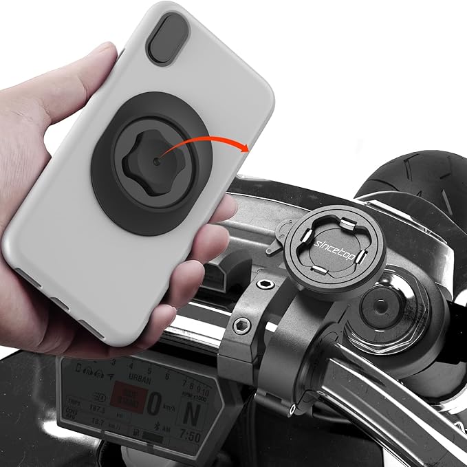 sincetop Bike Phone Mount,Motorcycle Phone Holder with Universal Adapter,Out Front Bicycle Handlebar Mount for Mountain Road EBike,Scooter,Moto,MTB,Quick Release Attach/Detach【Series C - 2nd Gen】