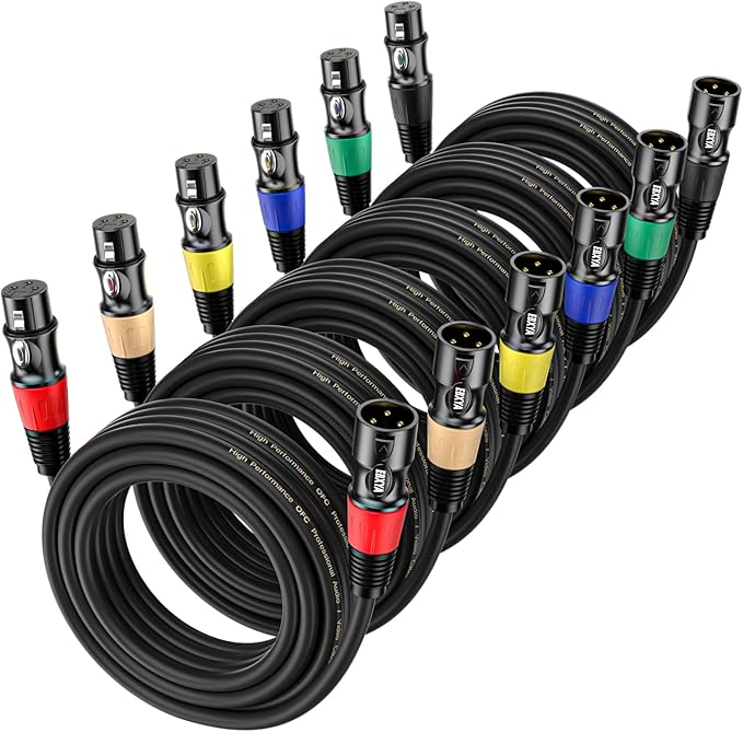 EBXYA XLR Cables 35 ft 6 Pack - Premium Balanced Microphone Cable with 3-Pin XLR Male to Female Cable, Black