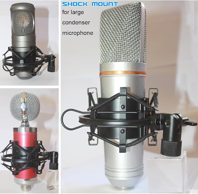 Black Universal Microphone Shock Mount for Large Diameter Diameter 48-51mm Condenser Microphone Metal Construction