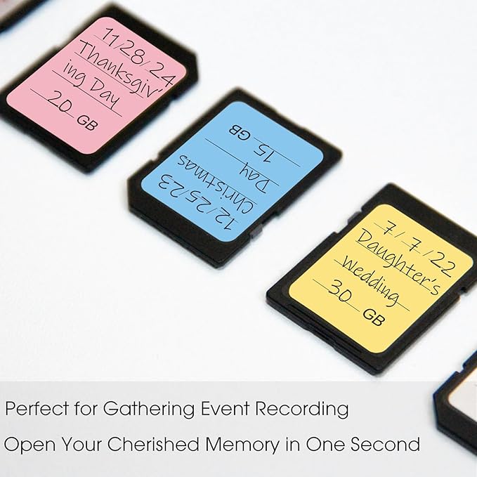 YEWROXY SD Card Labels, Stick-On Camera Memory Card Labels for Photographers,Multi-Color Stickers for SD Cards Classcification and Storage, Self-Adhesive, Writable(200PCS, 0.98"x0.78")
