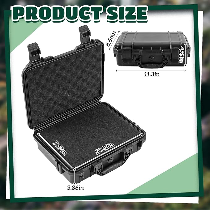 Relaxweex 1 Pcs 11.3 x 8.7 x 4.2 Inch Waterproof Hard Case with DIY Customizable Foam Insert Portable Protective Case with Knife for Camera Drones Equipments Tools Test Instruments (Black)