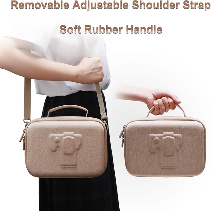 Camera Case Compatible with Canon EOS Rebel T7/R50/R6 Mark II/R100/R50 V/T6/R8/R10/R5 Mark II/RP/R7/5D Mark IV/SL3/R5/T100 DSLR SLR Camera, Len and Tripod with 4 Dividers and Shoulder Strap, Beige