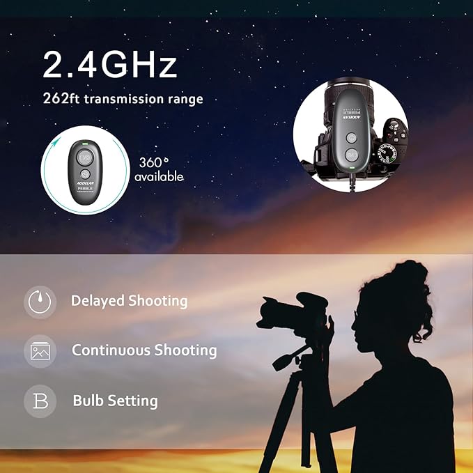 AODELAN Wireless Shutter Release Remote Control for Nikon D750, D5300, D5600, D7200, D7500, Z6, Z7, Z9, D800, D850, Coolpix P1000