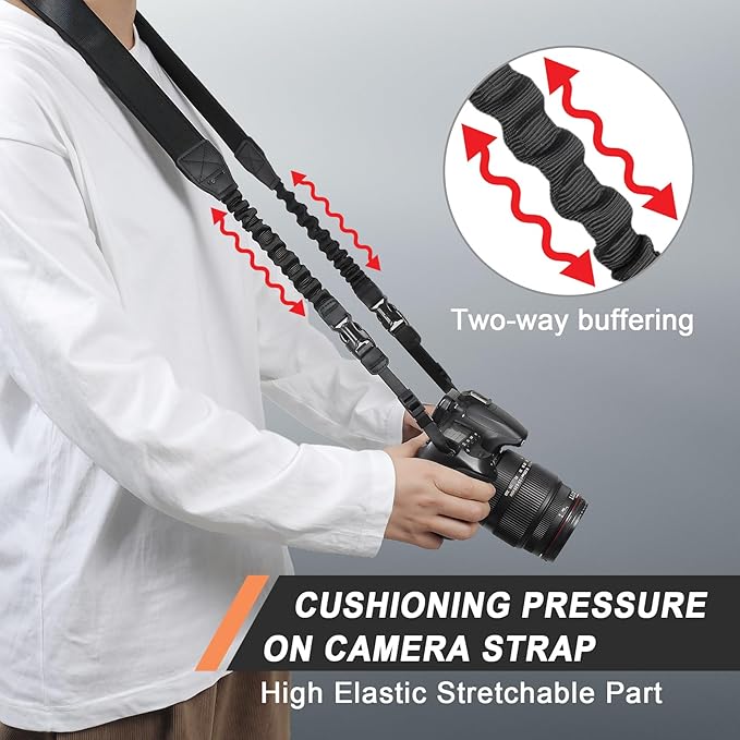 Vigorport Soft Padded Stretchable Camera Neck Strap for DSLR, SLR, Mirrorless Cameras - Compatible with Canon, Nikon, Sony