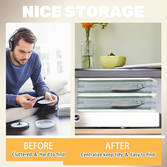 YILAG CD Case DVD Storage,100 Capacity DVD Cases Holder CD Storage Case Holders Plastic CD DVD Disc Case Storage Wallet Binder for Car Home Office Travel (1P Clear)