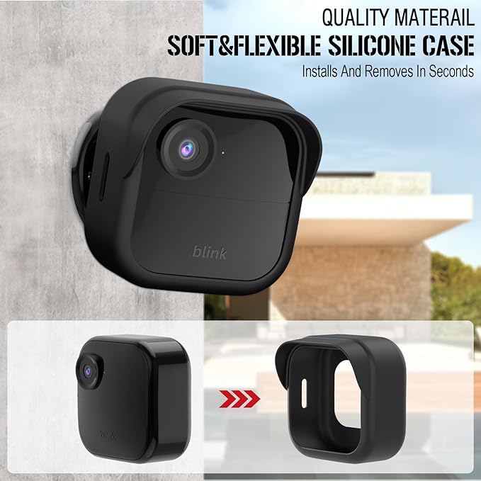 Silicone Skin Case/Cover for Blink Outdoor 4 (4th Gen) - Weatherproof Silicone Case with Brim for Full Camera Protection, Blink Outdoor 4 Smart Security Camera Accessories (Black, 1 Pack)