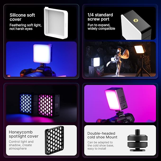 ULANZI U Rig Pro Smartphone Video Rig+ VL49 Pro RGB Video Light+VL66 Bi-Color Adjustable Rechargeable 2500-6500K