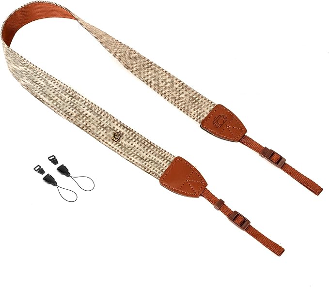 WANBY Camera Strap Brown Canvas Neck Shoulder Strap with Quick Release Buckles for DSLR SLR