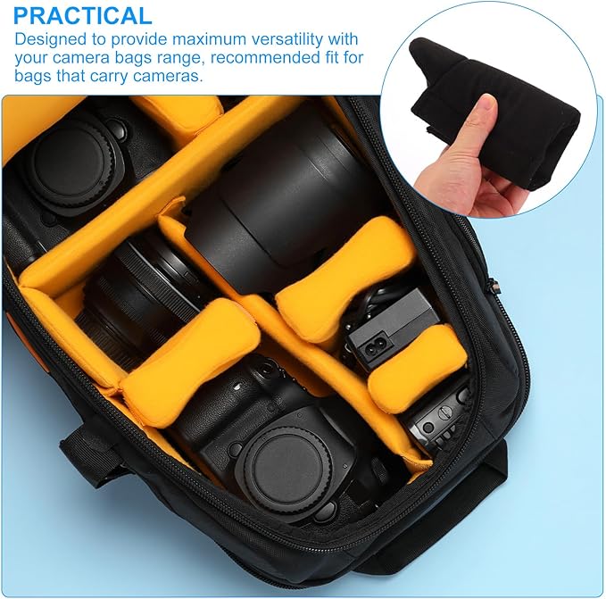PATIKIL Camera Bag Divider, 2Pcs 6.5"x6.3"x0.55" Shockproof Camera Bag Inserts Separator Pad Protective Lens for Nikon Camera DSLR Protect Bag Organizer Universal Divider Cushion, Black