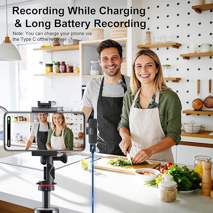 Wireless Mini Microphone for iPhone-Noise Reduction Lapel Mic for Ipad, Android,Clip-on Mini Microphone,Ideal for Vlog Tiktok YouTube Podcast Content Creator