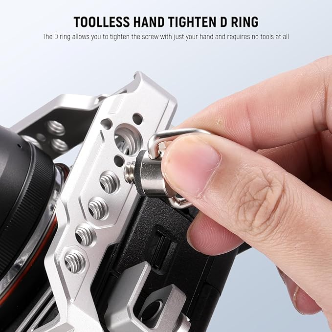 NEEWER D Ring Screw Set (4 Pack), Stainless Steel 1/4" Threaded Fixing Screw Replacement for Shoulder Strap Wrist Strap Sling Handle DSLR Camera Cage, UA076