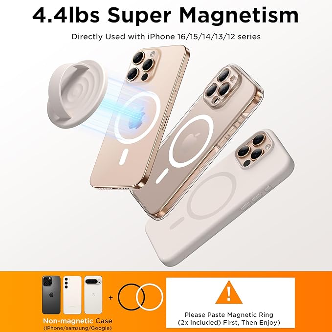 Magnetic Phone Grip Ring Holder, Liquid Silicone Magnet Cell Phone Grip Finger Loop, Compatible with Magsafe, Back of Phone for iPhone 17/16/15/14/13/12 Series, Stone
