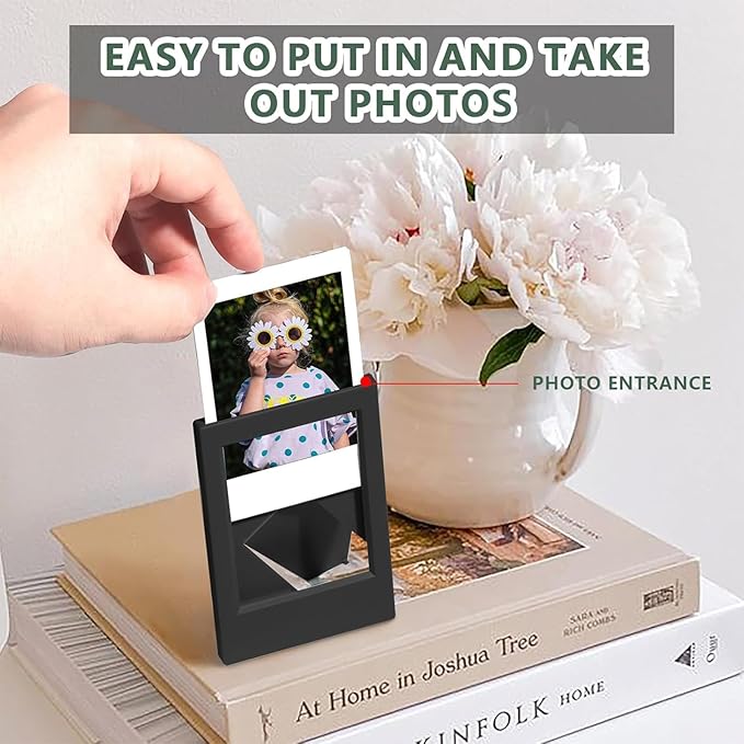 WOGOZAN 2x3 Mini Picture Frame for Fujifilm Instax Mini 12/11/99/90/9/8/SE/EVO Classic Polaroid Frames Wallet Size 2.15x3.4 Inches Photo Picture Frames With Magnetic Stickers (Black and White) (10 Pack)