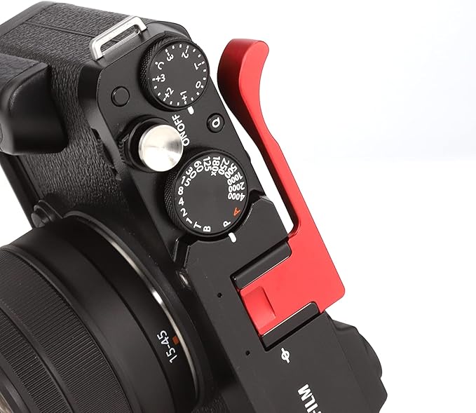 Haoge THB-X4R Hand Grip Metal Hot Shoe Thumb Up Rest for Fujifilm XE4 Fuji X-E4 Camera Red