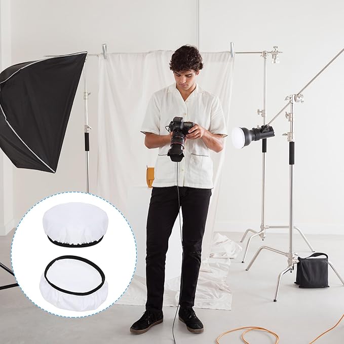 4PCS 7"/18cm Light Diffuser, White Soft Lamp Shade Diffuser Cover Standard Cloth Diffusers Light Sock Great for Studio Strobe Reflectors, Video Shooting