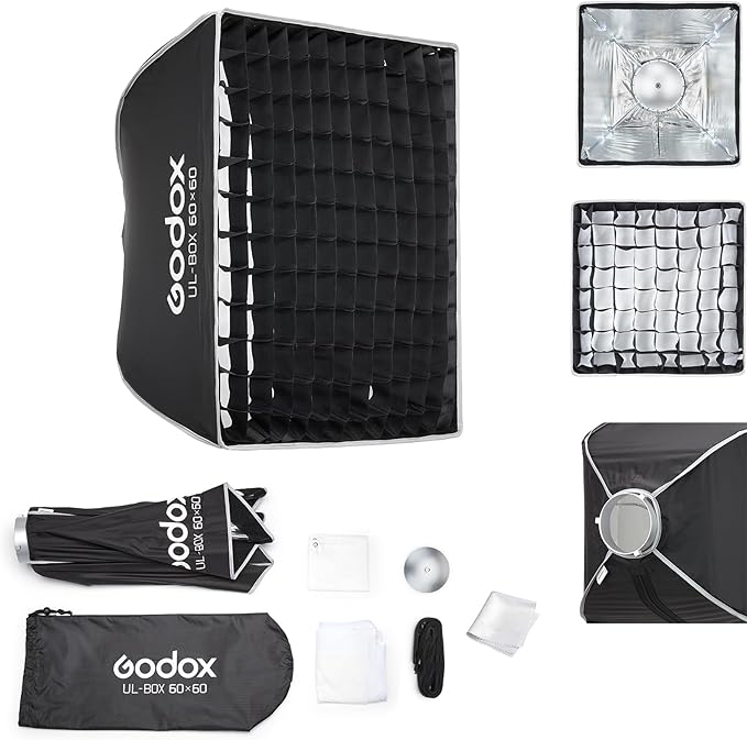 Godox Softbox Godox Quick Release Umbrella Softbox,Bowens Mount with Removable Front and Inner Diffusers/Grip/Diffuser Plate for Photography, Live Streaming,Location Portrait (UL-BOX-60)
