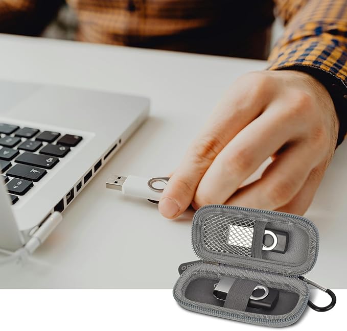 USB Flash Drive Case, SD Card Holder Compatible with Thumb Drive, Memory Cards, SDXC SDHC Storage Bag, Electronic Accessories Organizer for SanDisk for Samsung for Inland (Dark Grey)