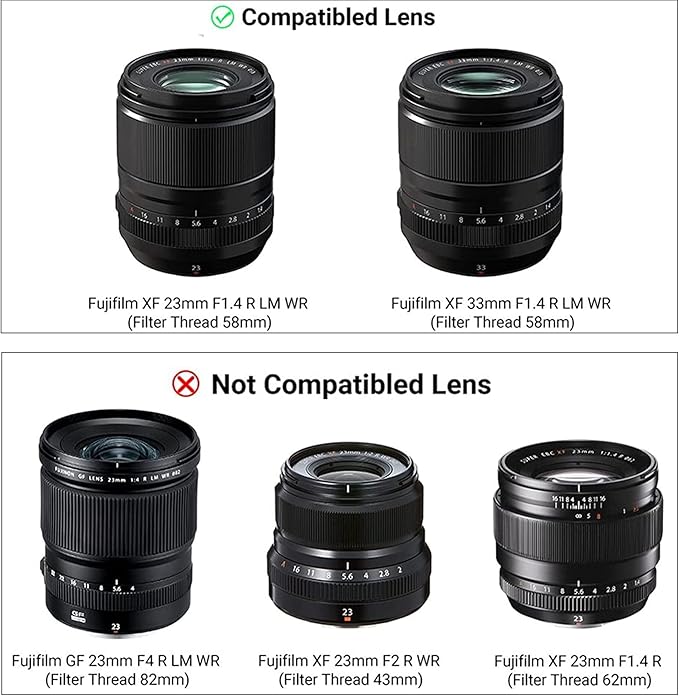 JJC Metal Square Lens Hood for Fujifilm Fuji Fujinon XF 23mm F1.4 R LM WR & XF 33mm F1.4 R LM WR Lens Replaces Fuji LH-XF23 II/LH-XF23-2 Lens Hood with a Hood Cap on X-T4 X-T3 X-Pro3 X-Pro2 Camera