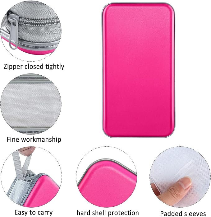 CD Case, Siveit DVD Case Holder 96 Capacity Hard Plastic CD DVD Disc Cases Storage Binder Wallet for Car Home Office Travel (Hot Pink)