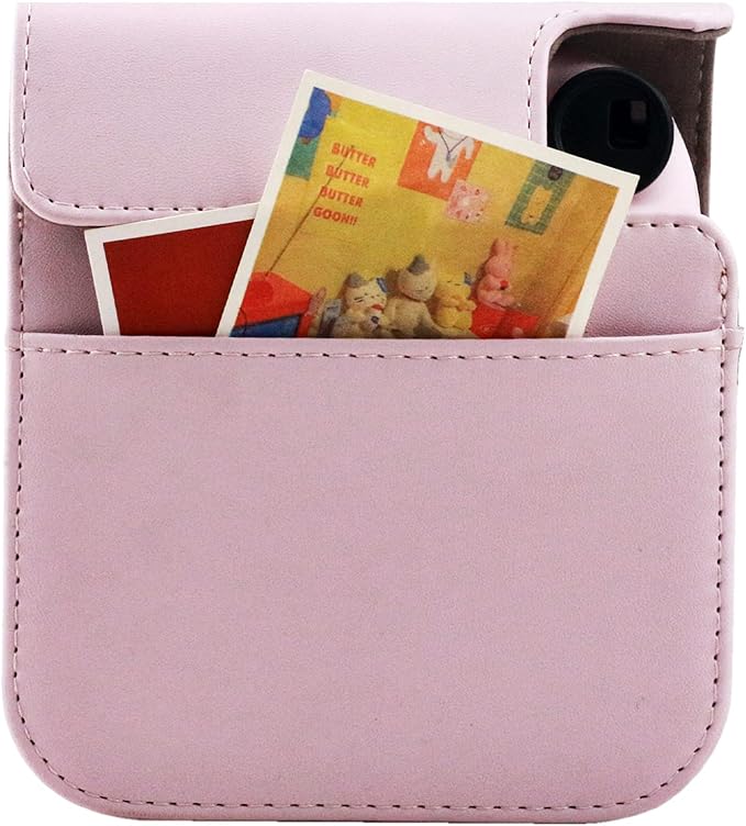 Frankmate Protective Case Compatible with Fujifilm Instax Mini 12 Instant Film Camera with Accessory Pocket and Adjustable Strap (Pink)