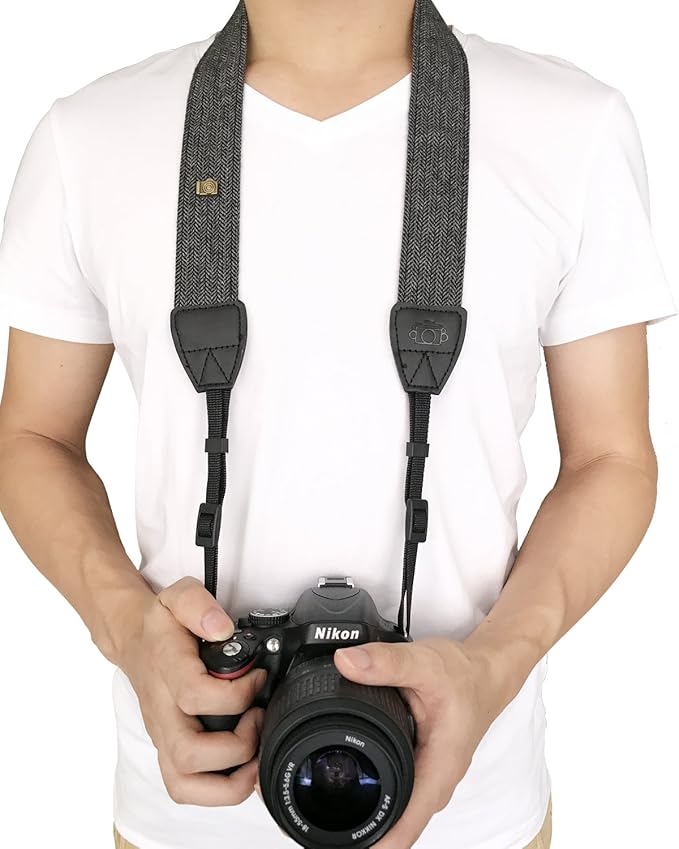 Alled XN01-0943 Neck Shoulder Belt Strap, Vintage Print Soft Colorful Camera Straps for Women/Men, All DSLR/Nikon/Canon/Sony/Olympus/Samsung/Pentax/Olympus, Black