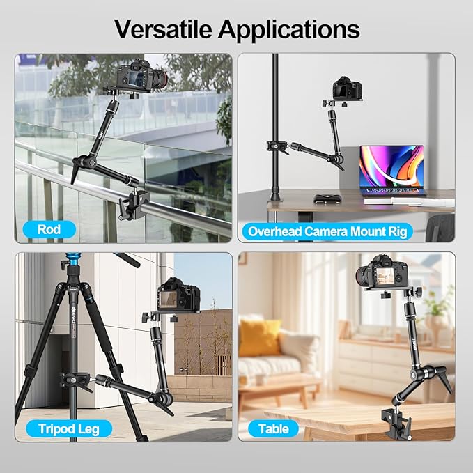EMART 20" Heavy Duty Magic Arm Camera Mount with Super Clamp and Platform, Camera Mounts & Clamps with 360° Dual Ball Head, 1/4" & 3/8" Screw and 5/8" Stud Adapter for Flash/LED Light, Monitor,Softbox