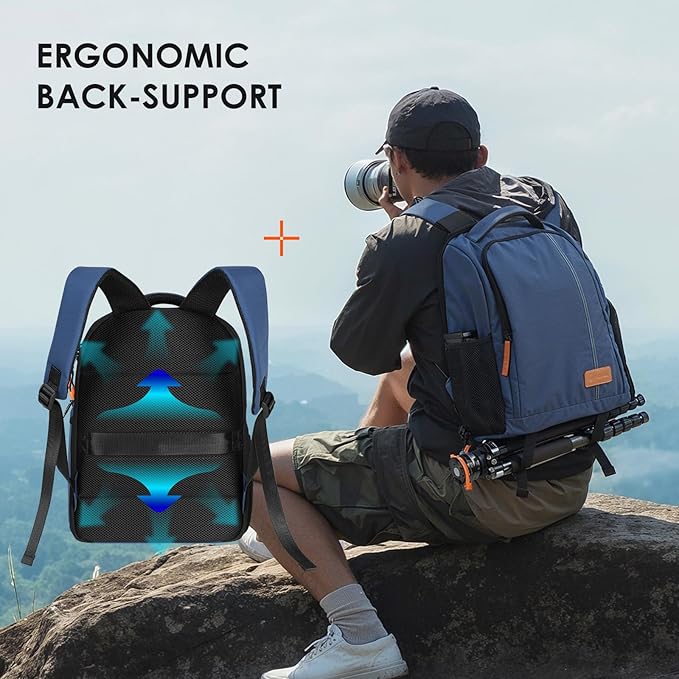 TARION Large Camera Backpacks for Photographers - Waterproof Camera Bag Photography backpack with 15.6" Laptop Compartment Rain Cover Side Access Tripod Holder(TB04 Blue)