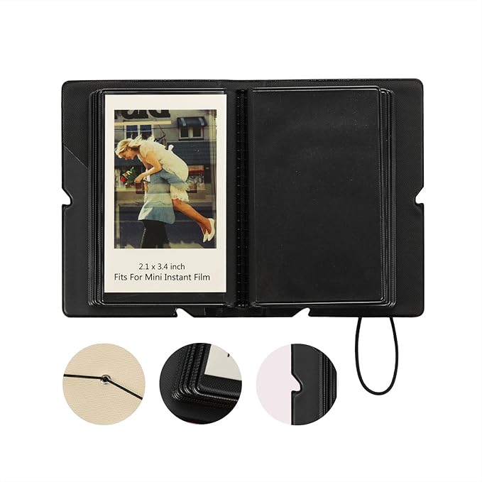 Mini Instant Film Polaroid Photo Album Book For 3 Inch Fujifilm Instax Mini 12 11 9 99 8 7+ 40 EVO Camera Film, HP Sprocket, K-pop Photocards (Beige, 2 Pack)