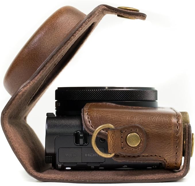 MegaGear Ever Ready Protective Leather Camera Case, Bag for Sony Cyber-Shot DSC-WX500 Digital Camera (Dark Brown) (MG600)