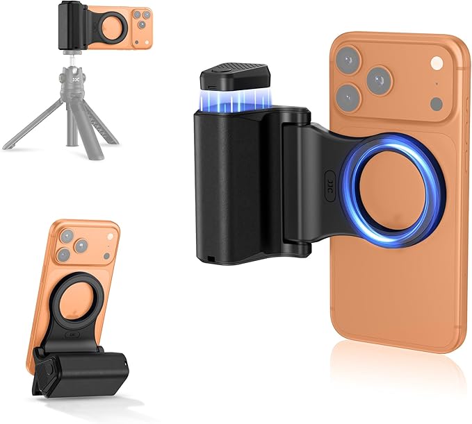Magnetic Phone Camera Grip,Shutter Grip for iPhone 17 Pro Max with Bluetooth Remote & 1/4" Tripod Screw for iPhone Air 16 15 14 13 Android Smartphone Camera Handle Holder for Video Photo Fun Shooting