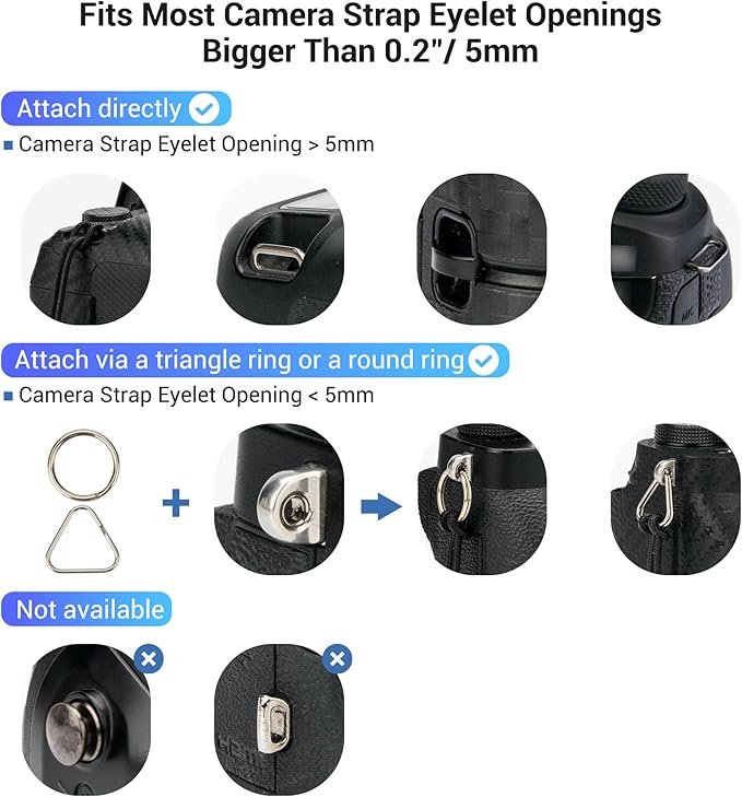 JJC 2Pack Universal Camera Strap Quick Release Buckle, Durable & Scratch-proof Neck Strap Quick Release Loop Connector for Canon Nikon Sony Fujifilm Olympus DSLR Mirrorless Camera