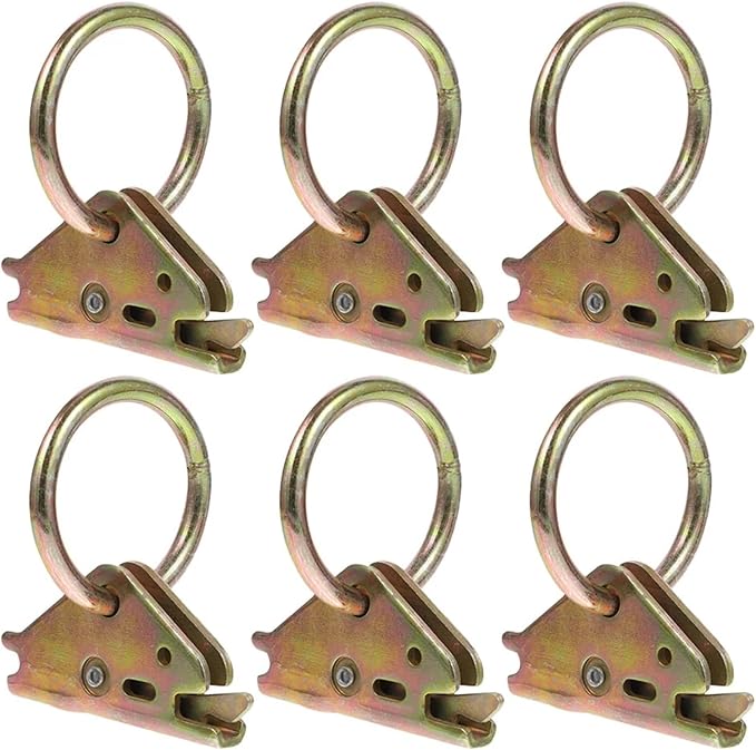 Cargo Steel E-Ring Tie Down Hooks 6PCS Heavy Duty Cargo Hooks - E Track Truck Bed/Trailer Tie Down for E-Track Rail/Single System
