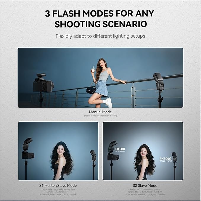 PHOTOOLEX FK300G Camera Flash Speedlite with Flash Trigger for Canon Nikon Sony Panasonic Olympus Fujifilm Pentax Sigma Minolta Leica and Other SLR Digital Cameras and Digital Cameras