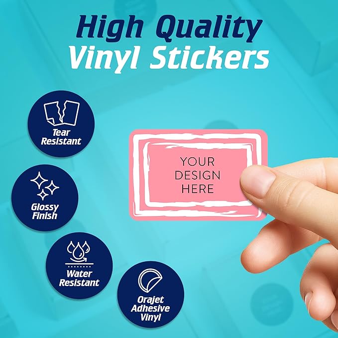 100 Custom Vinyl Stickers - Upload Your own Image, Text, Design, Logo - Personalized Logo Labels for Handmade, Packaging, Bottle, Jars, Candle, Brand Stickers (Pink, 6x4)